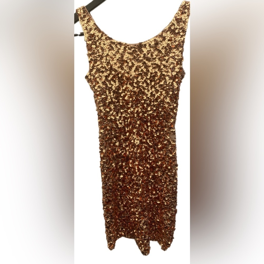 Gold Sequined Mini Dress